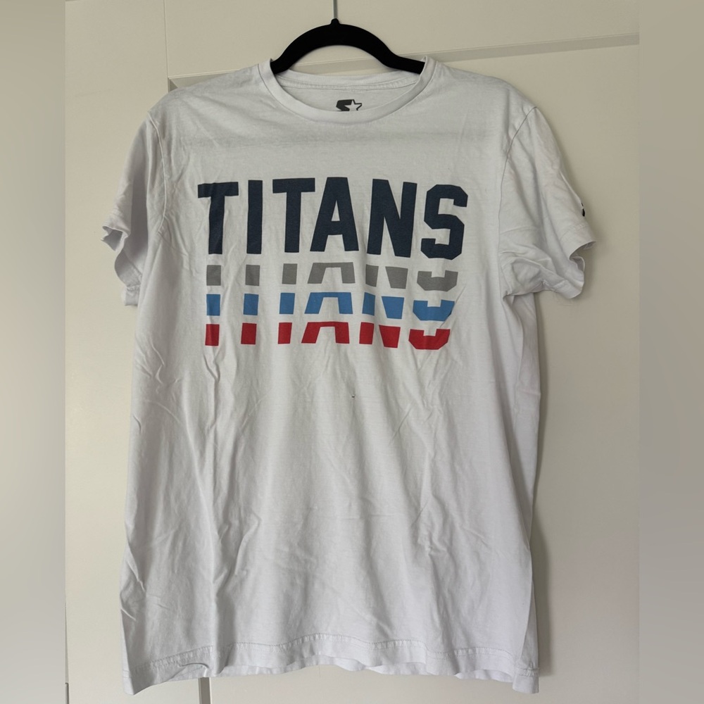 Starter Titans Fan White Cotton T-Shirt Unisex Size M